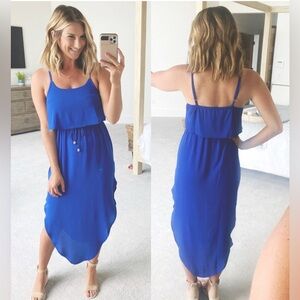 NERLEROLIAN Women's Adjustable Strappy Split Summer Beach Casual Midi Dress